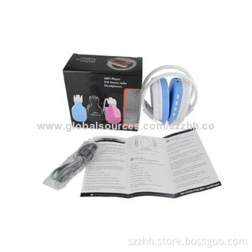 Portable Wireless Headphones, Support TF Card/FM Radio/MP3 Music Playback
